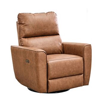 Power Recliner Chair Swivel Rockery Glider PU Leather Upholstered Glider Recliner Chair