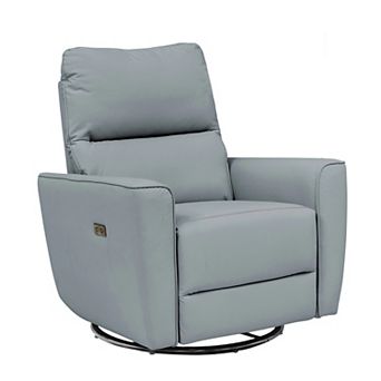 Power Recliner Chair Swivel Rockery Glider PU Leather Upholstered Glider Recliner Chair
