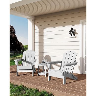 Modern HDPE Plastic Adirondack Chair Set of 2 with Side Table