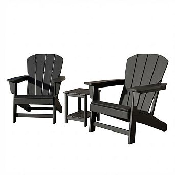 Modern HDPE Plastic Adirondack Chair Set of 2 with Side Table