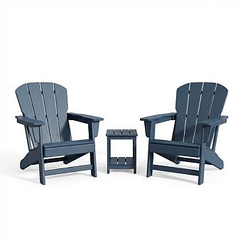 Modern HDPE Plastic Adirondack Chair Set of 2 with Side Table