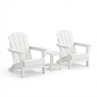 Modern HDPE Plastic Adirondack Chair Set of 2 with Side Table