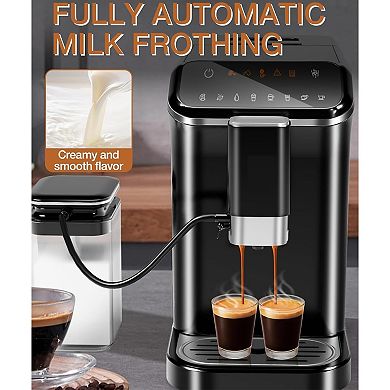 Automatic Espresso Machine W/Milk Frother, Professional Espresso Maker With Grinder, Auto-Cleaning