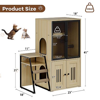 Cat Litter Box Enclosure with Doors