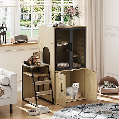 Cat Litter Box Enclosure with Doors