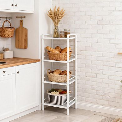 4 Tier Bathroom Shelves, Ladder Shelf for Storage, Space-Saving Shelf Freestanding Home Organizer