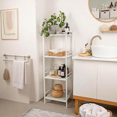 4 Tier Bathroom Shelves, Ladder Shelf for Storage, Space-Saving Shelf Freestanding Home Organizer