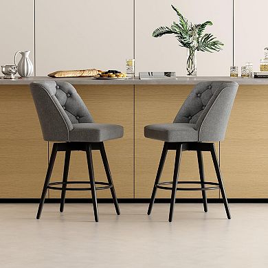 Swivel Bar Stools with Backs, Counter Height Bar Stools Set of 2, Modern Kitchen Island Chairs