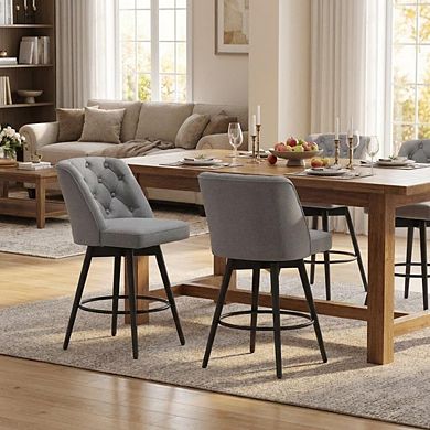 Swivel Bar Stools with Backs, Counter Height Bar Stools Set of 2, Modern Kitchen Island Chairs
