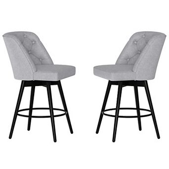 Swivel Bar Stools with Backs, Counter Height Bar Stools Set of 2, Modern Kitchen Island Chairs