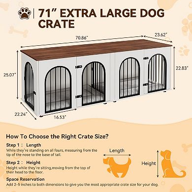 71 in Large Dog Crate Furniture for 2 Dogs