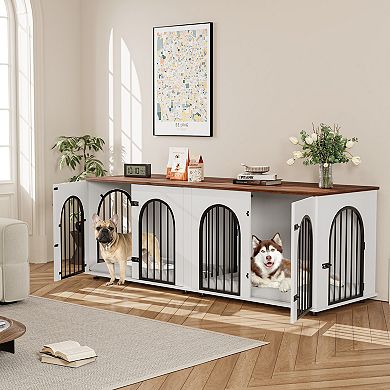 71 in Large Dog Crate Furniture for 2 Dogs