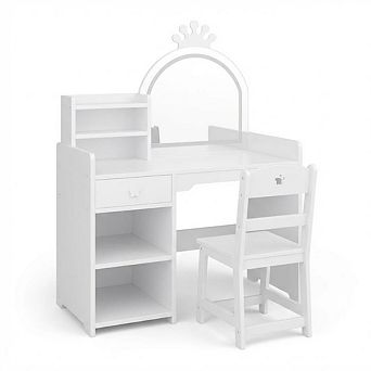 Kids Vanity with Lighted Crown Mirror
