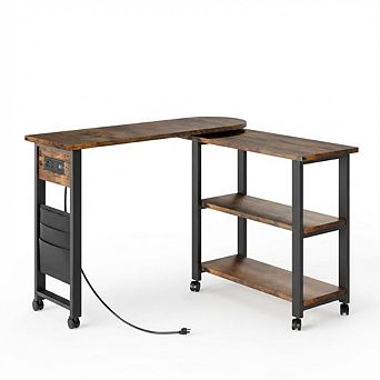 360° Swivel Side Table with Charging Station