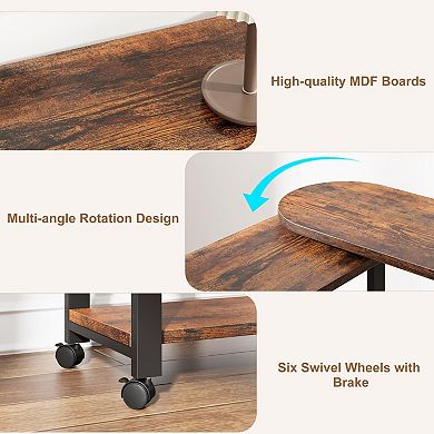 360° Swivel Side Table with Charging Station