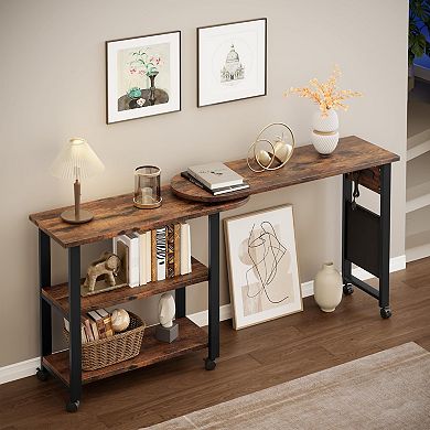 360° Swivel Side Table with Charging Station