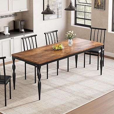 78.8" Modern Dining Table w/Heavy-Duty Metal Legs, Farmhouse Kitchen Table for 6-8 Family