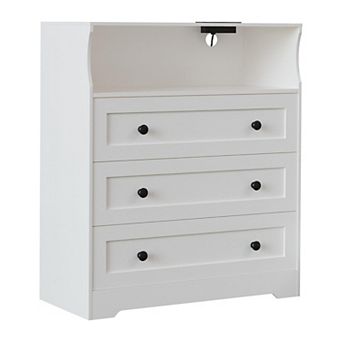 37.2" 3-Drawer Dresser with LED Lights & Charging Station