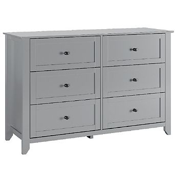 6 Drawer Dresser for Bedroom, Modern Chest of Drawers, Wood Storage Double Dresser w/Deep Drawers