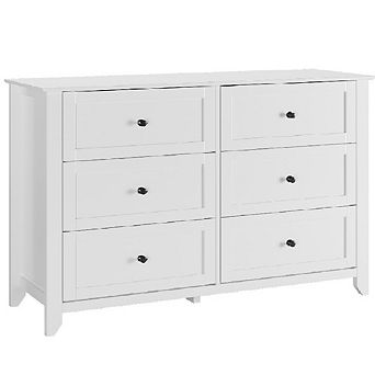 6 Drawer Dresser for Bedroom, Modern Chest of Drawers, Wood Storage Double Dresser w/Deep Drawers