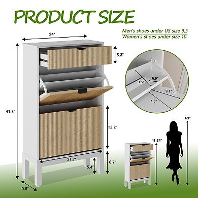 Wave Pattern Two-Door One-Drawer Shoe Cabinet