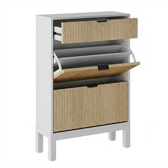 Wave Pattern Two-Door One-Drawer Shoe Cabinet