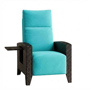 Outdoor Reclining Chair Reclining Patio Chair w/Backrest and FootrestWicker Chaise Lounge Chair