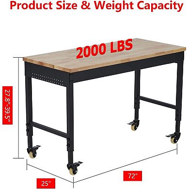 72"x25" Adjustable Heavy Duty Workbench