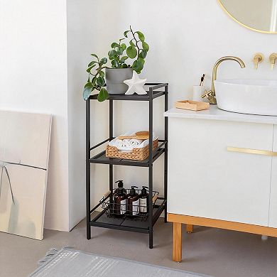 3 Tier Bathroom Shelf Freestanding, Ladder Shelf for Storage, Space-Saving Bathroom Storage Shelves