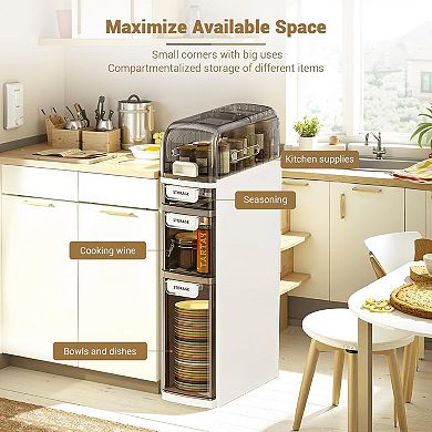 Slim Bathroom Storage Cabinet 4 Tier