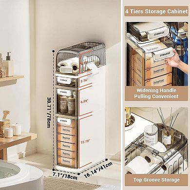 Slim Bathroom Storage Cabinet 4 Tier