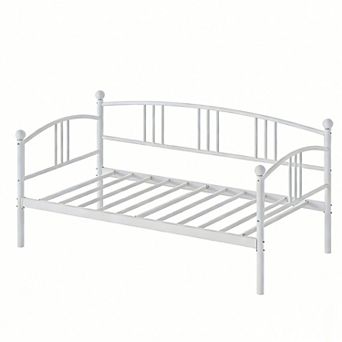 Twin Daybed, Metal Sofa Bed Frame with Steel Slat Support for Living Room, Bedroom and Guest Room