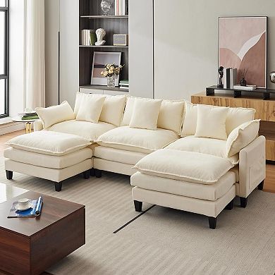 3-Seater 1-Footstool Cloud Combination Sofa