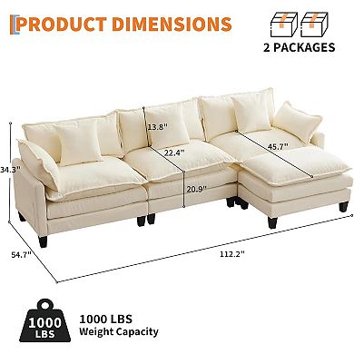 3-Seater 1-Footstool Cloud Combination Sofa