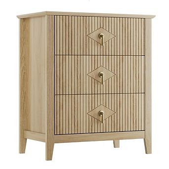 Fluted 3 Drawers Dresser for Bedroom, 27.5" Wide Modern Nightstand w/Metal Handle
