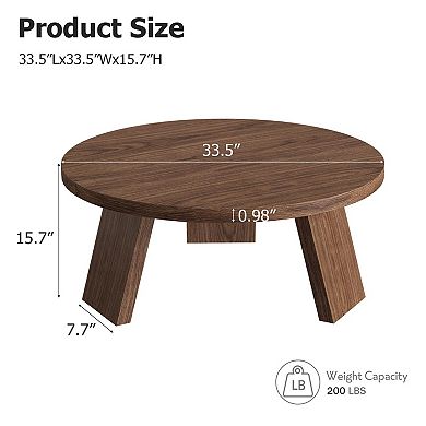 33.5" Round Coffee Table, Modern Circle Center Table with Inclined Legs, Accent Cocktail Tables