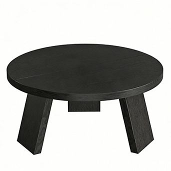 33.5" Round Coffee Table, Modern Circle Center Table with Inclined Legs, Accent Cocktail Tables