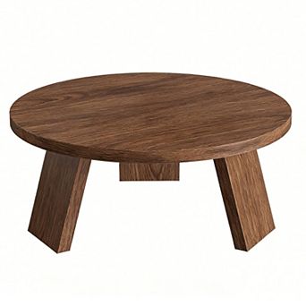 33.5" Round Coffee Table, Modern Circle Center Table with Inclined Legs, Accent Cocktail Tables