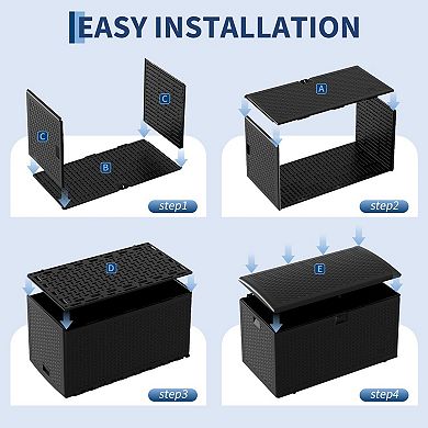 99 Gallon Waterproof Large Deck Box Indoor Outdoor, Lockable Storage Container for Patio