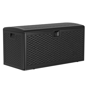 99 Gallon Waterproof Large Deck Box Indoor Outdoor, Lockable Storage Container for Patio