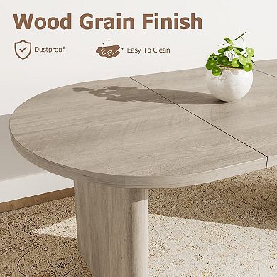 70.8 In Large Farmhouse Oval Dining Table for 6-8, Long Large Kitchen Table w/Sturdy Wooden Base