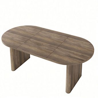 70.8 in Large Farmhouse Oval Dining Table for 6-8, Long Large Kitchen Table w/Sturdy Wooden Base