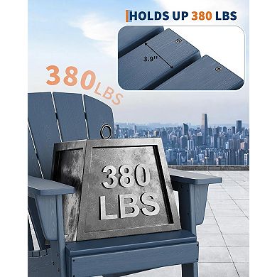 Modern HDPE Plastic Adirondack Chair Set of 4 with 2 Side Table