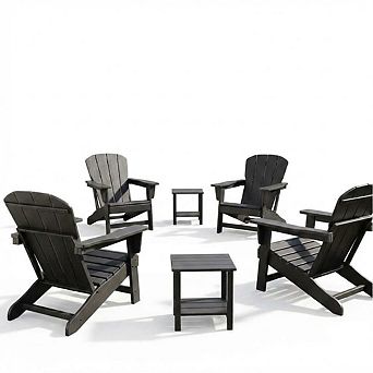Modern HDPE Plastic Adirondack Chair Set of 4 with 2 Side Table