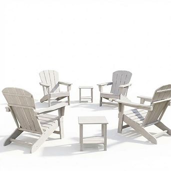 Modern HDPE Plastic Adirondack Chair Set of 4 with 2 Side Table
