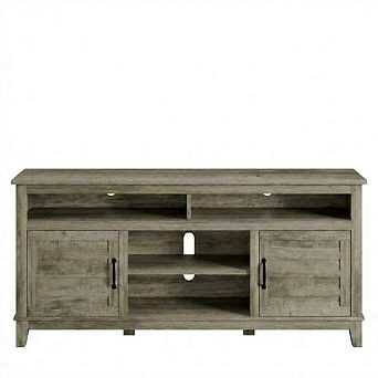 Farmhouse TV Stand w/Cabinet, Freestanding TV Entertainment Center w/Open Shelves, for Living Room