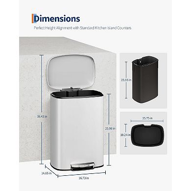 50L Stainless Steel Kitchen Trash Can