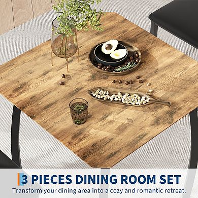 2-Person Retro Black Square Dining Set