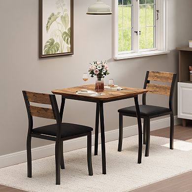 2-Person Retro Black Square Dining Set