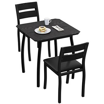 2-Person Retro Black Square Dining Set